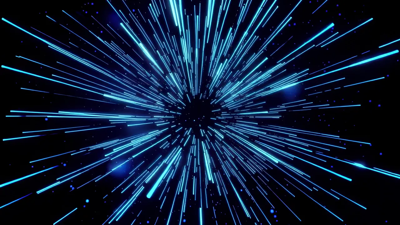 Electric Blue Light Filaments Rotating in Space