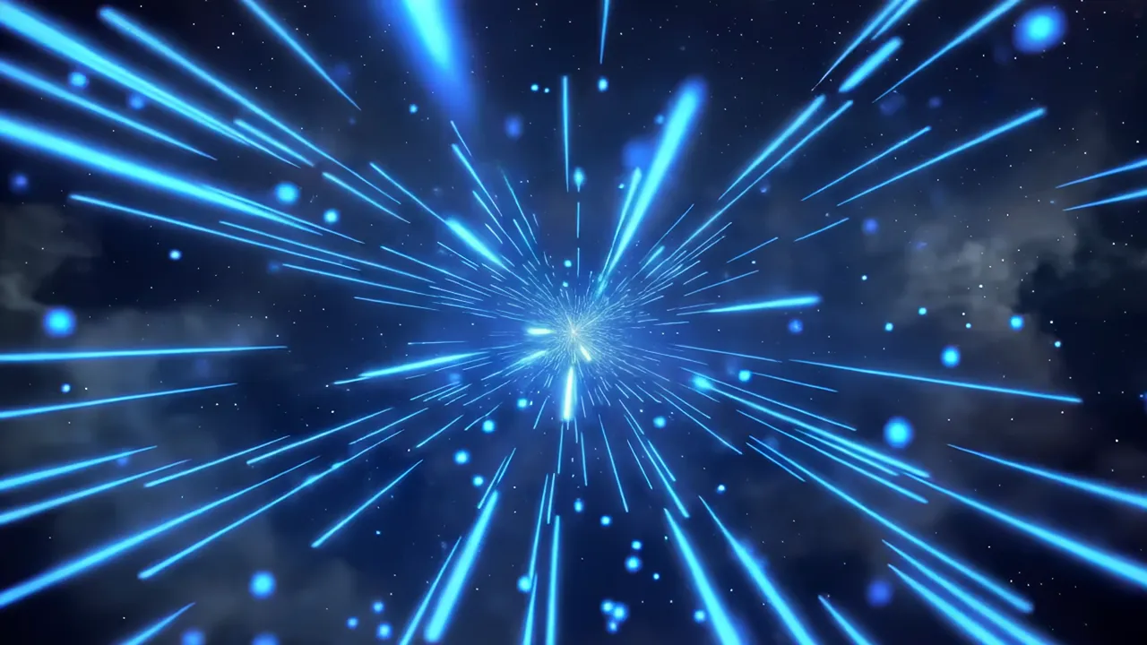 Electric Blue Rays of Hyperspace Bursting Outward