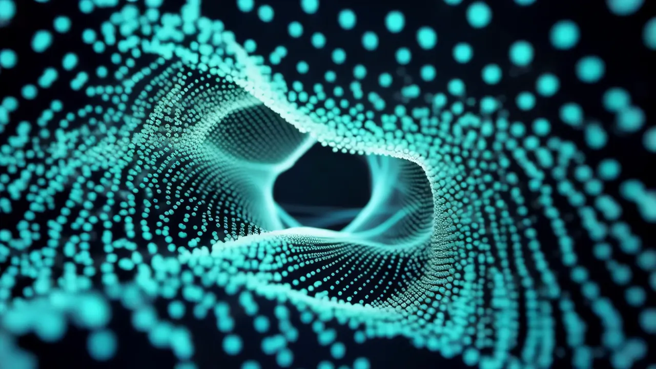 Electric Teal Abstract Waves in Futuristic Style