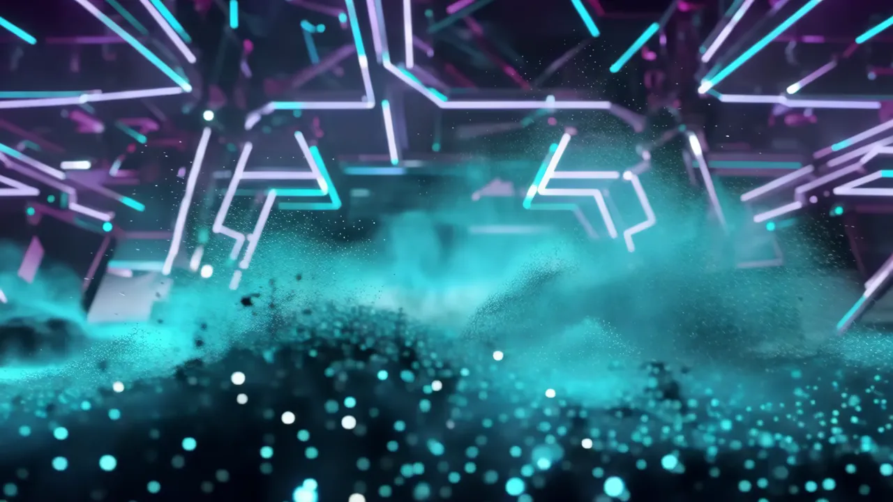 Electric Teal Sci-Fi Background with Shimmering Dust