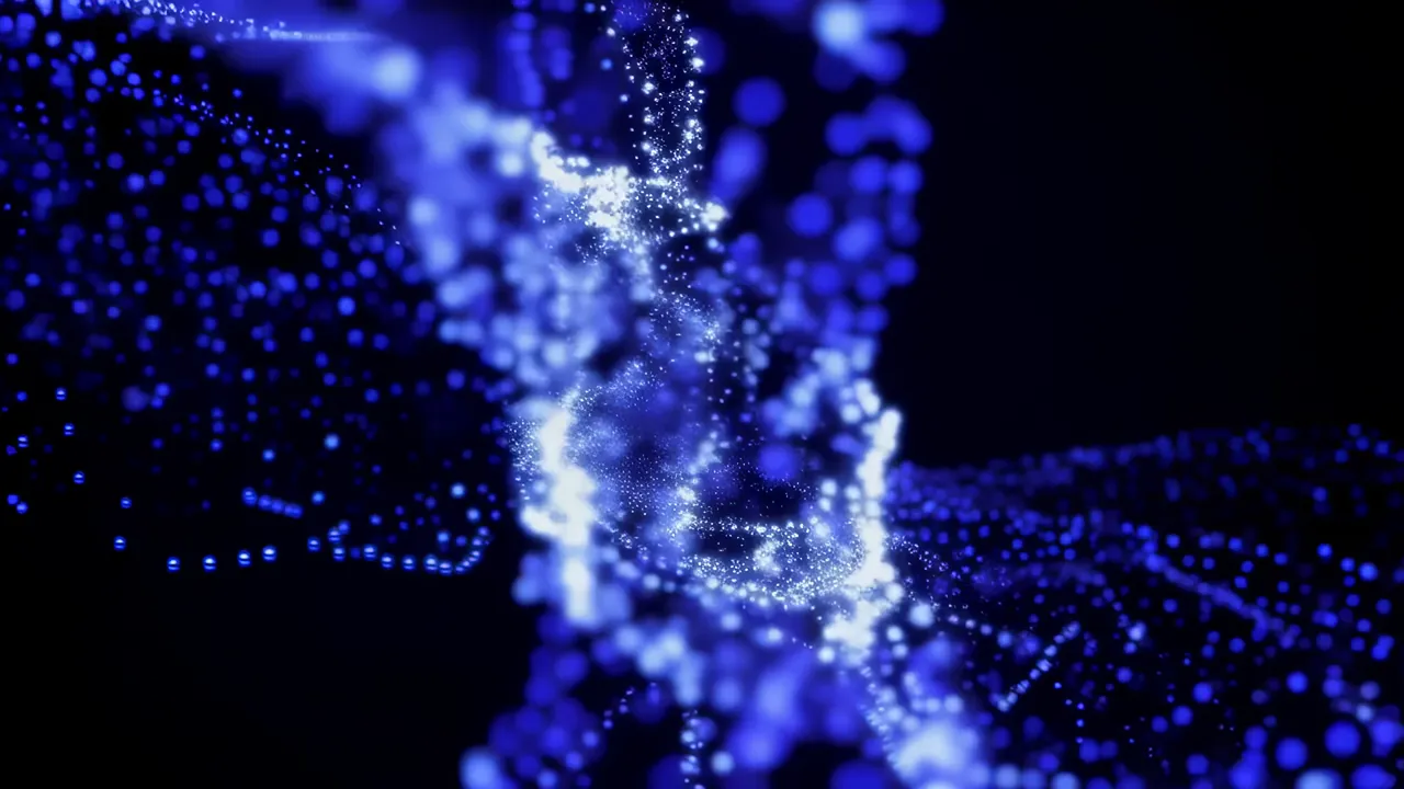 Erupting Streams of Blue Data Particles in Dark Space