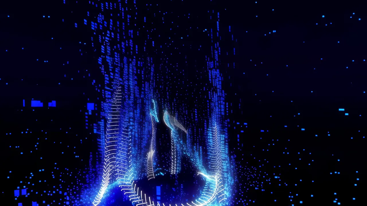 Erupting Streams of Blue Particle Data in Dark Void