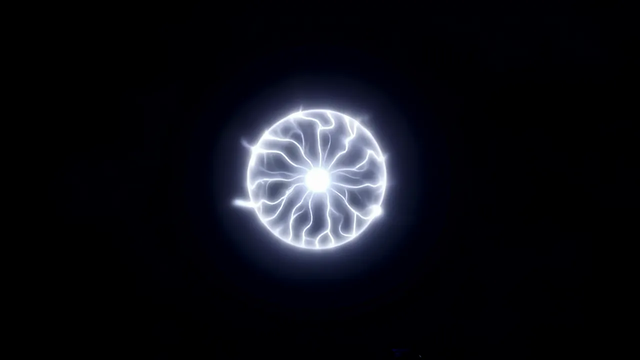 Expanding Electrical Plasma Ball in Dark Background
