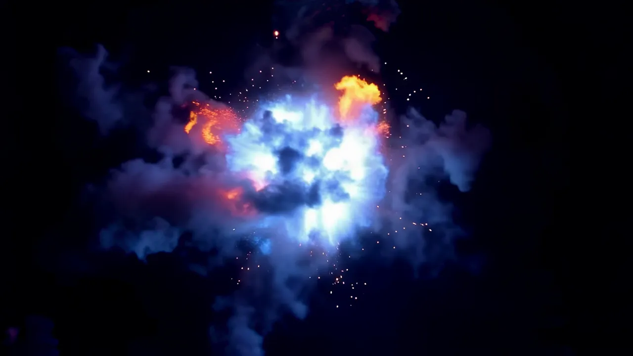 Expanding Fireball Explosion with Electric Sparks