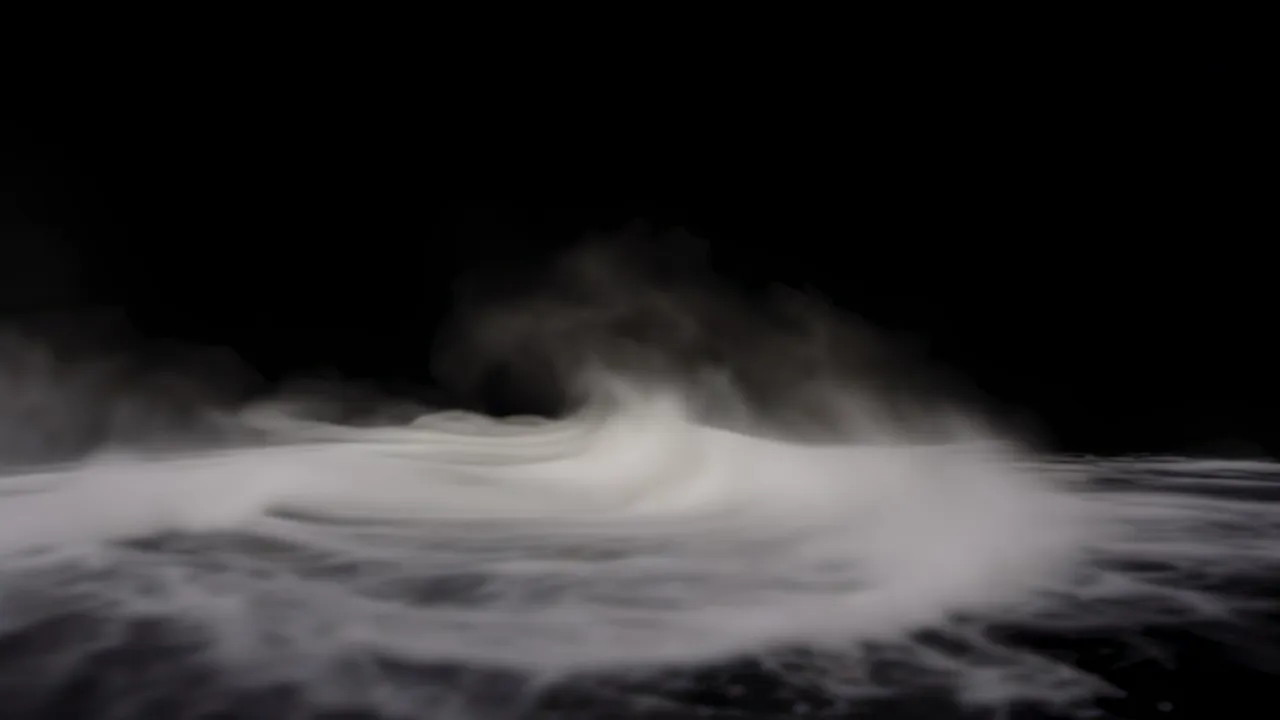 Expanding Ground Haze Against Black Background