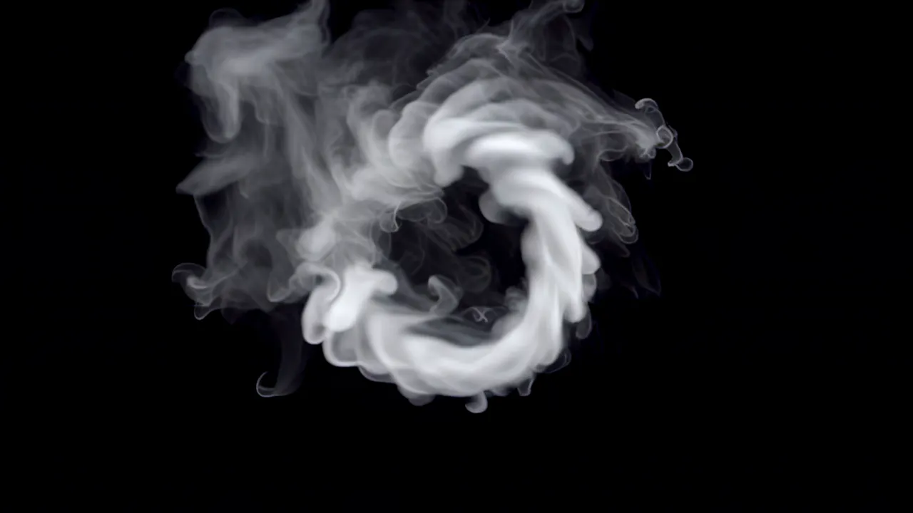Expanding Smoke Ring Dissolving on Black Background