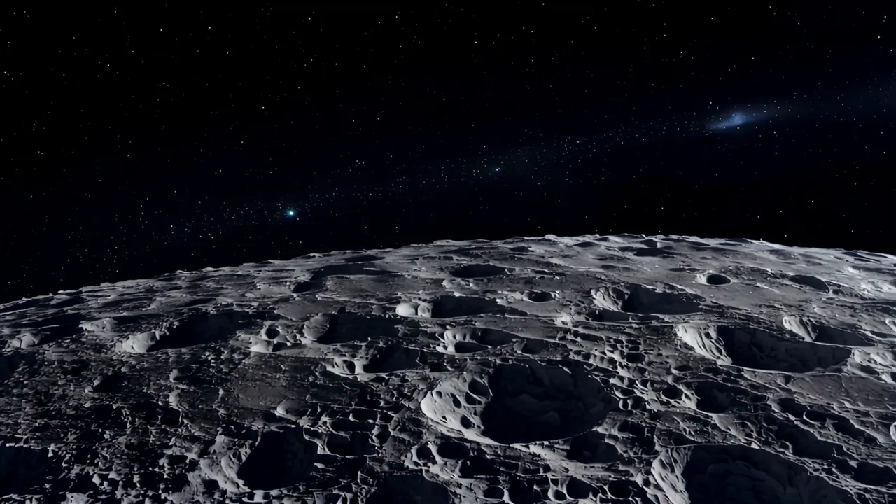 Extreme Close-Up of Cratered Moon Surface