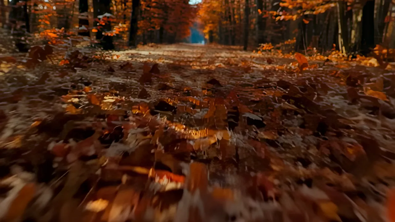 Fallen Autumn Leaves Covering Forest Floor