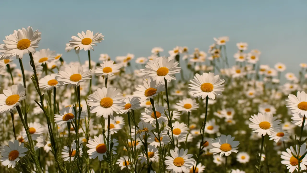 Field of Daisies Swaying in the Breeze