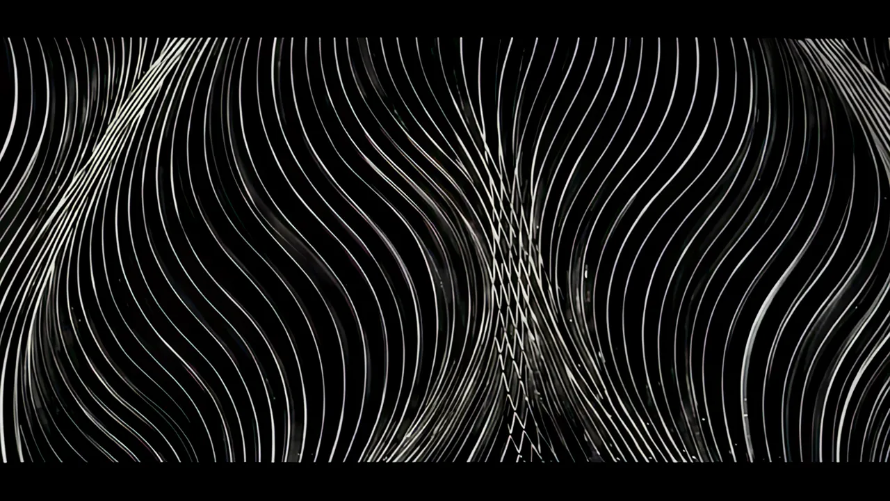 Fine Engraving-Style Curved Line Pattern on Black Background