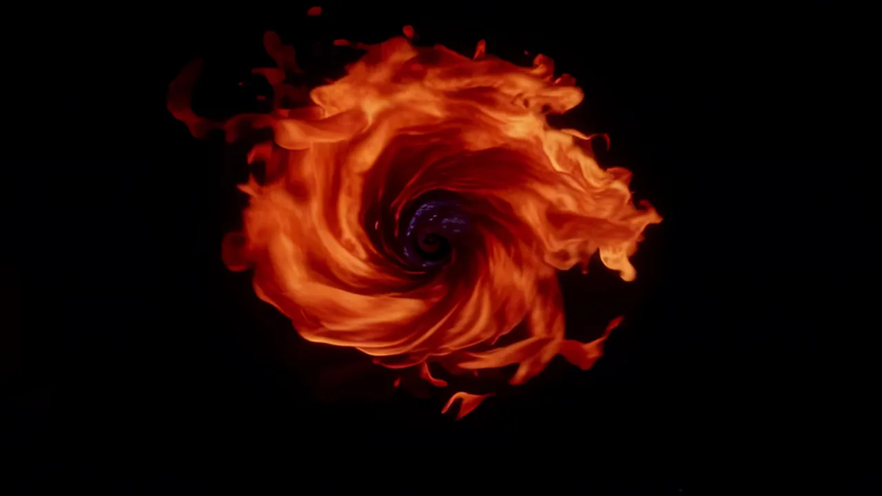 Fire Vortex Swirling in a Dark Background