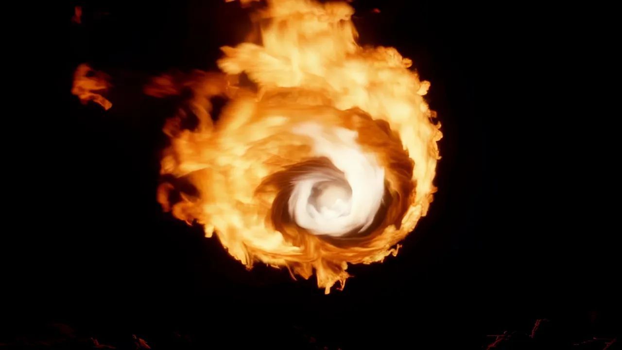 Fire Vortex Swirling in a Unified Mass