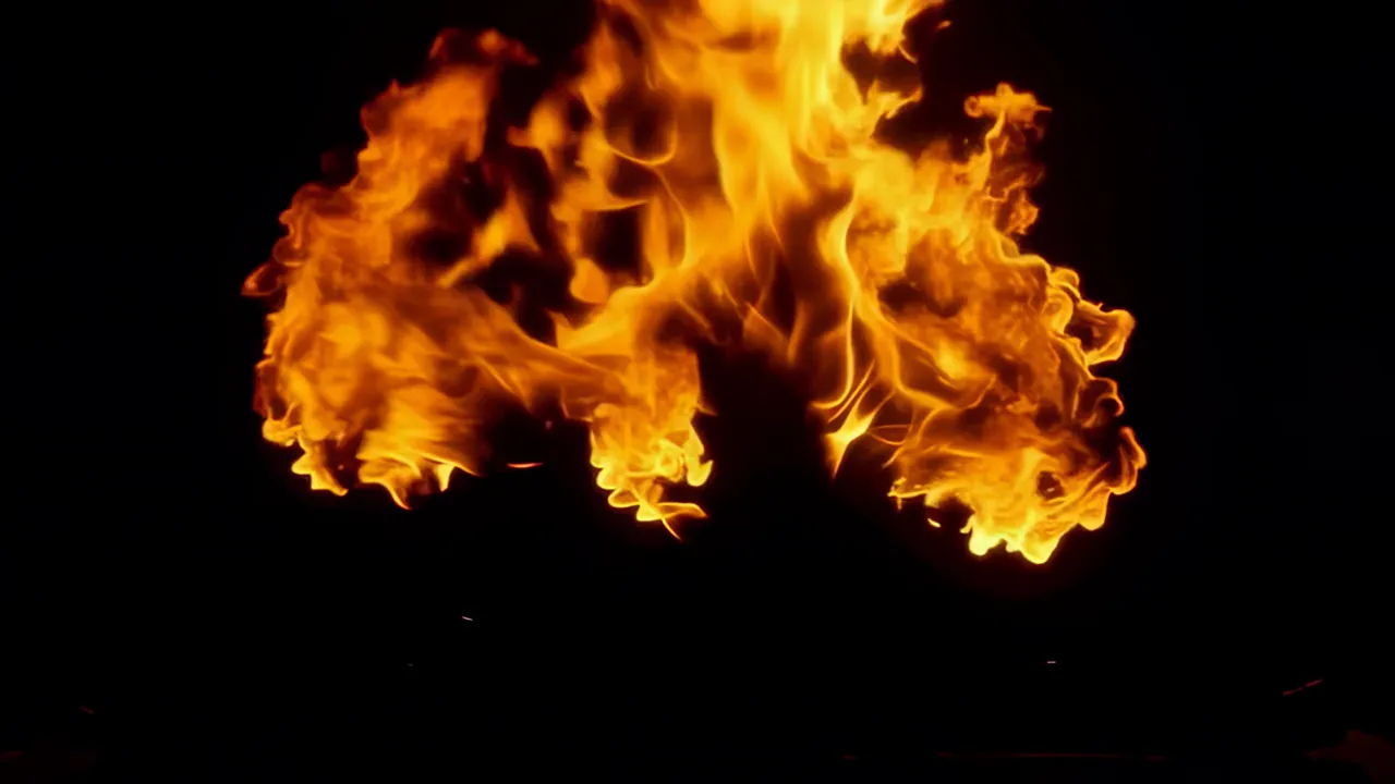Flames Spreading in a Dramatic Display of Fire