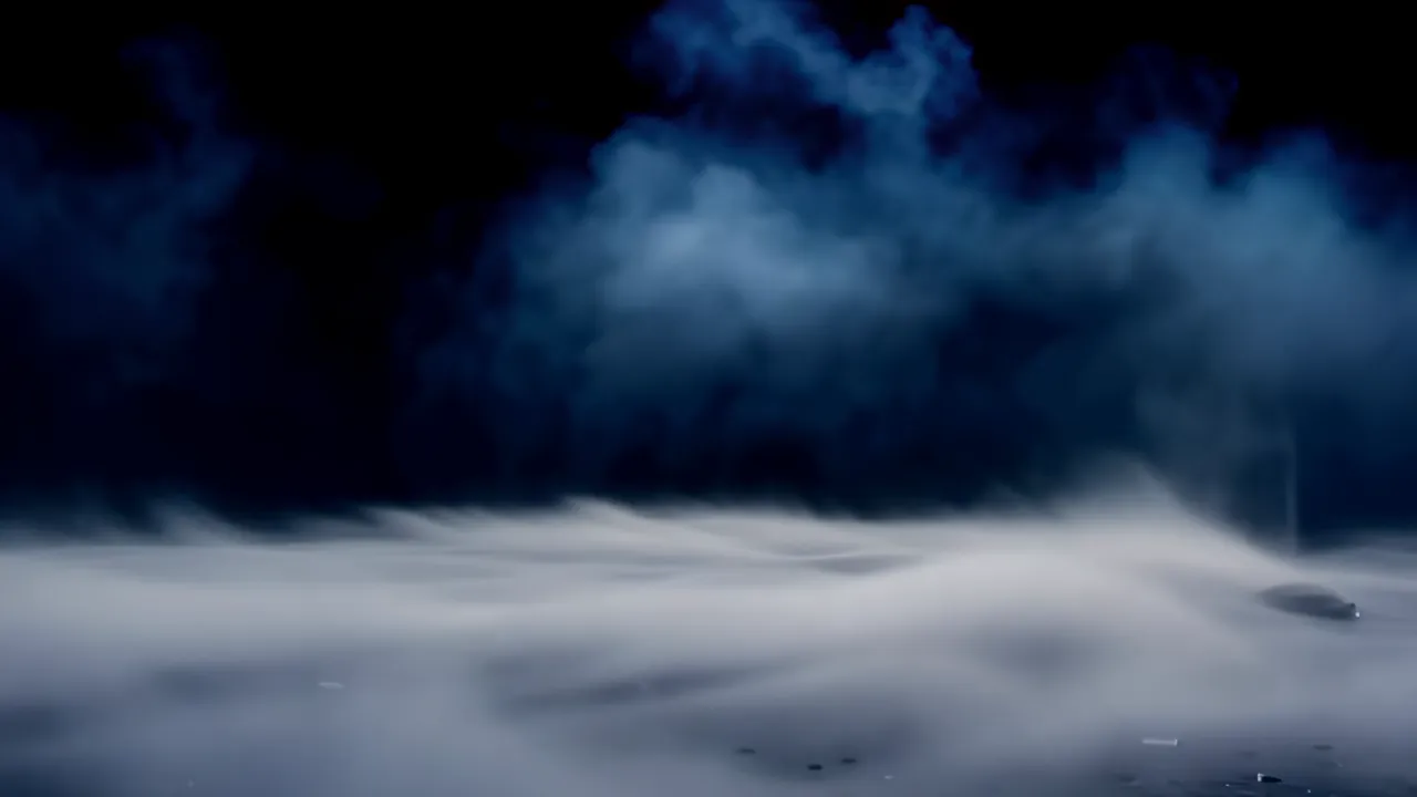 Flat Layer of Mist Spreading Outward in Darkness