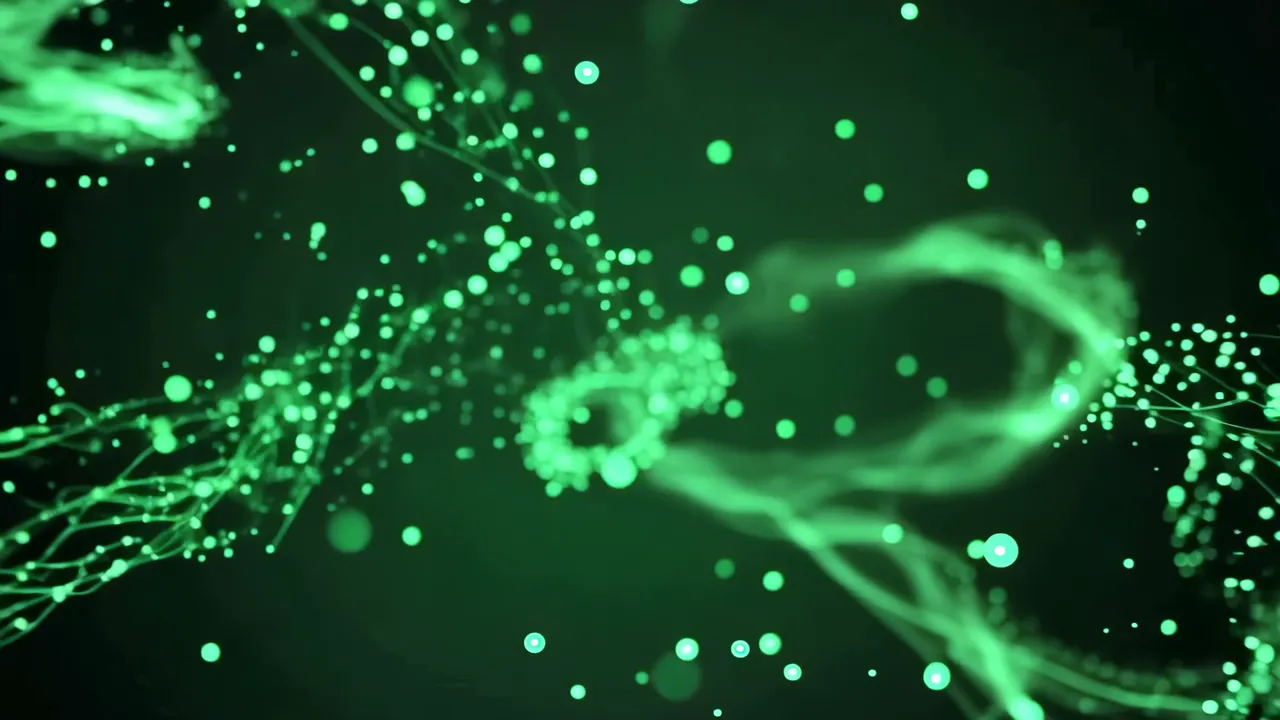 Floating Green Energy Background with Abstract Patterns