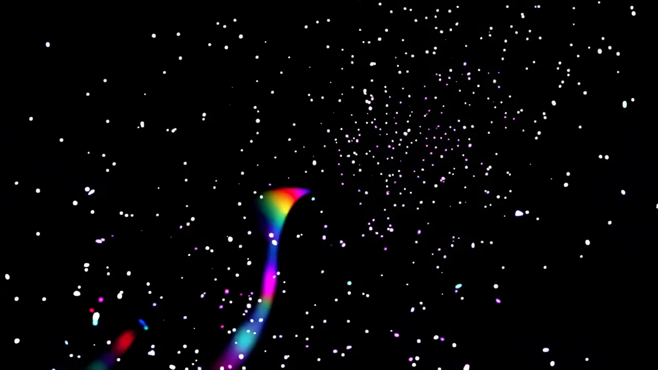 Floating Pearl-White Light Particles Against Black Background