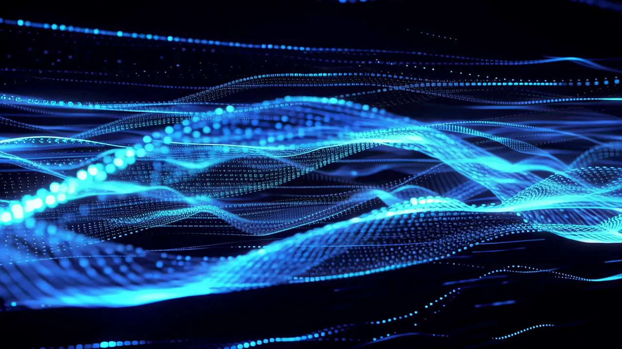 Flowing Blue Data Patterns in Dark Background