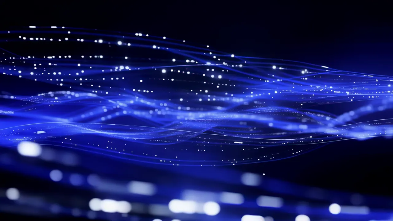 Flowing Blue Data Rivers on a Dark Background