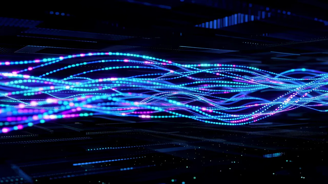 Flowing Luminous Blue Data in Dark Digital Environment