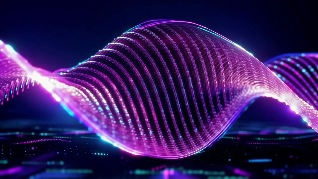 Flowing Purple Digital Wave Energy Background
