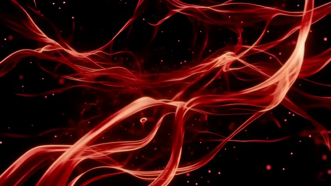 Flowing Red Energy on Black Background