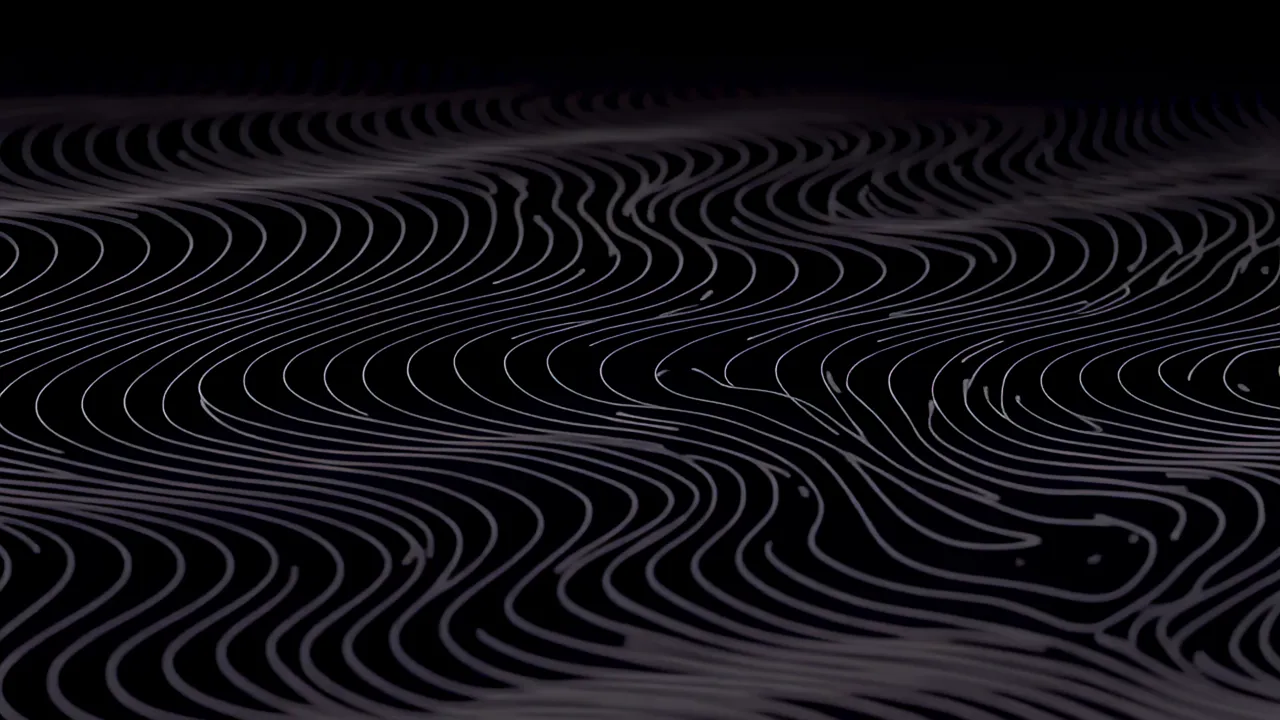 Flowing Topographic Contour Lines on Black Background