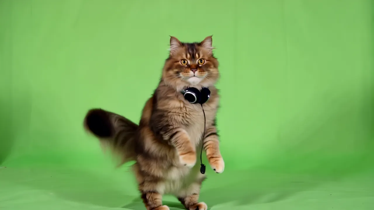 Fluffy Maine Coon Cat Standing on Its Hind Legs