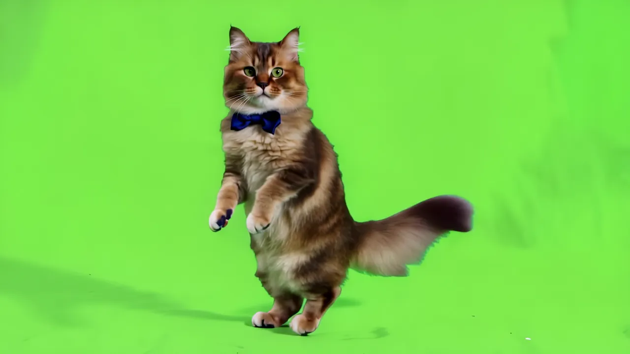 Fluffy Maine Coon Cat Standing Upright with Raised Paws