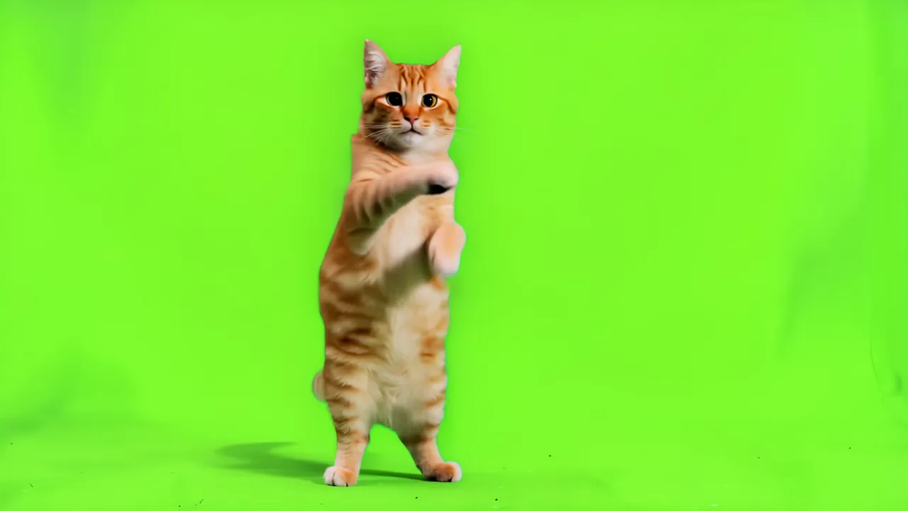 Fluffy Orange Tabby Cat Standing on Hind Legs