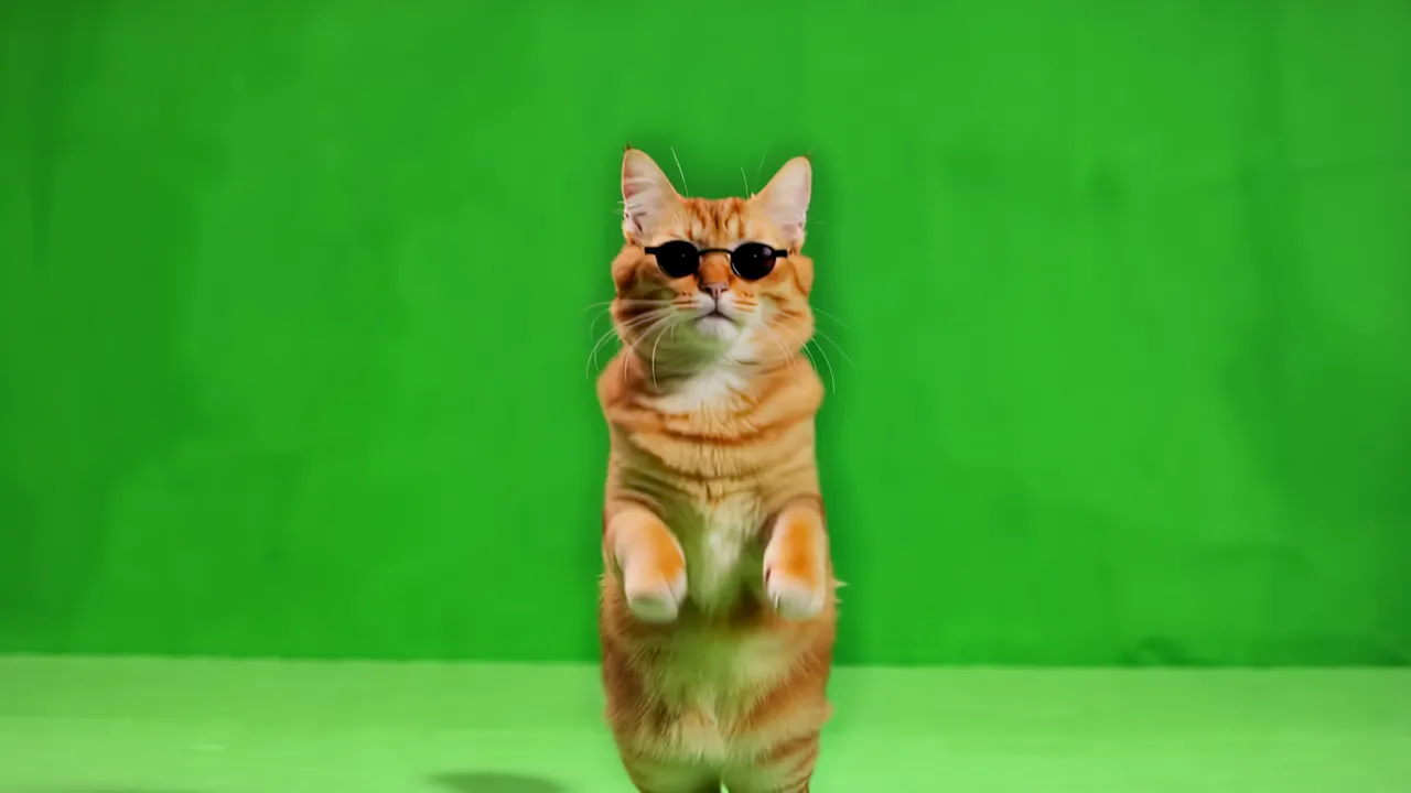 Fluffy Orange Tabby Cat Standing on Two Legs