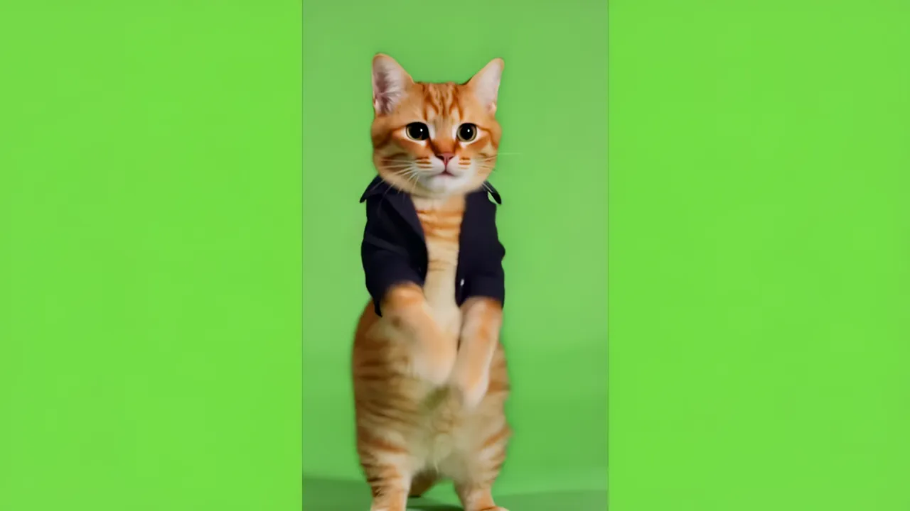 Fluffy Orange Tabby Cat Standing Upright on Two Legs