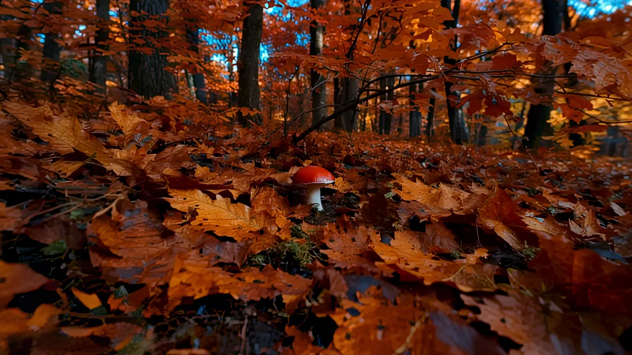 Forest Floor Covered in Autumn Leaves
