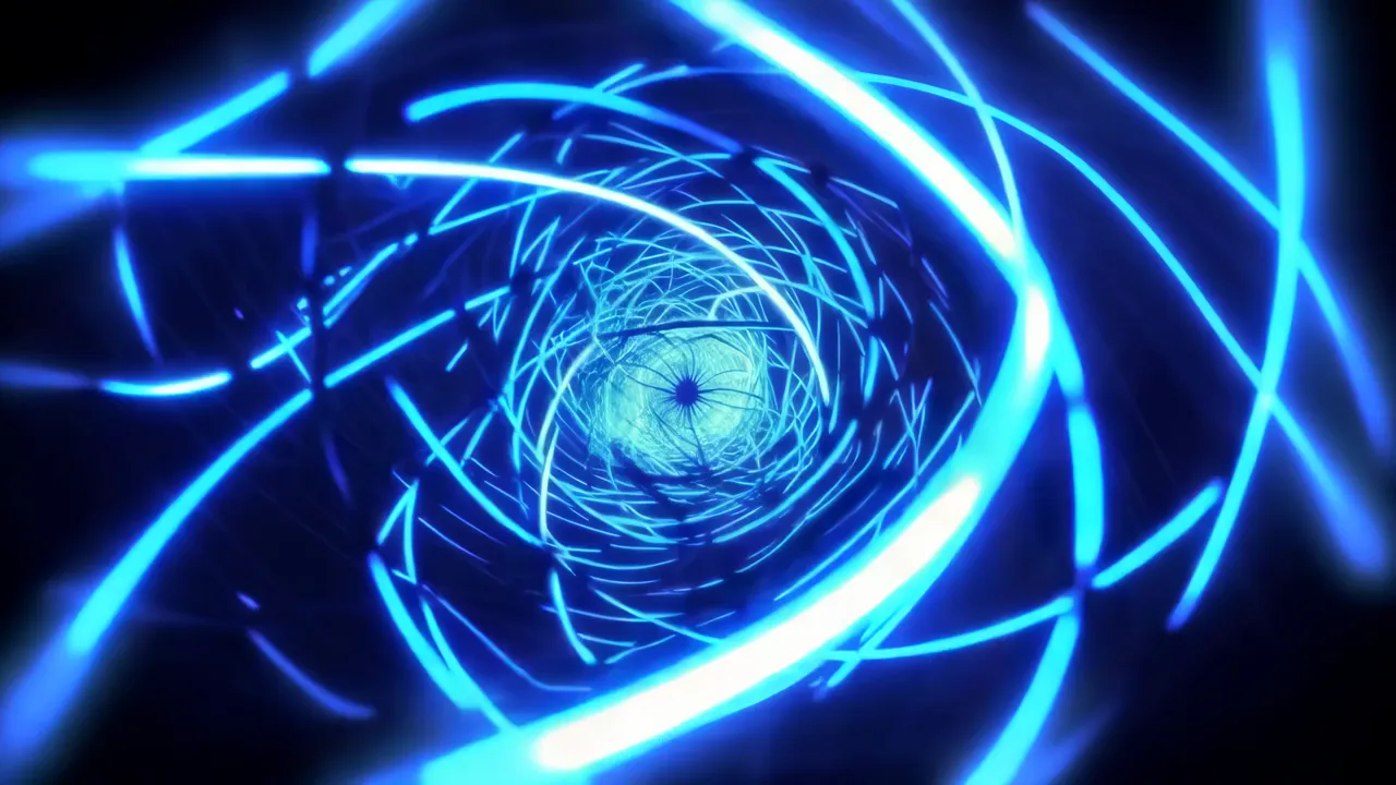 Futuristic Blue Light Trails in a Tunnel