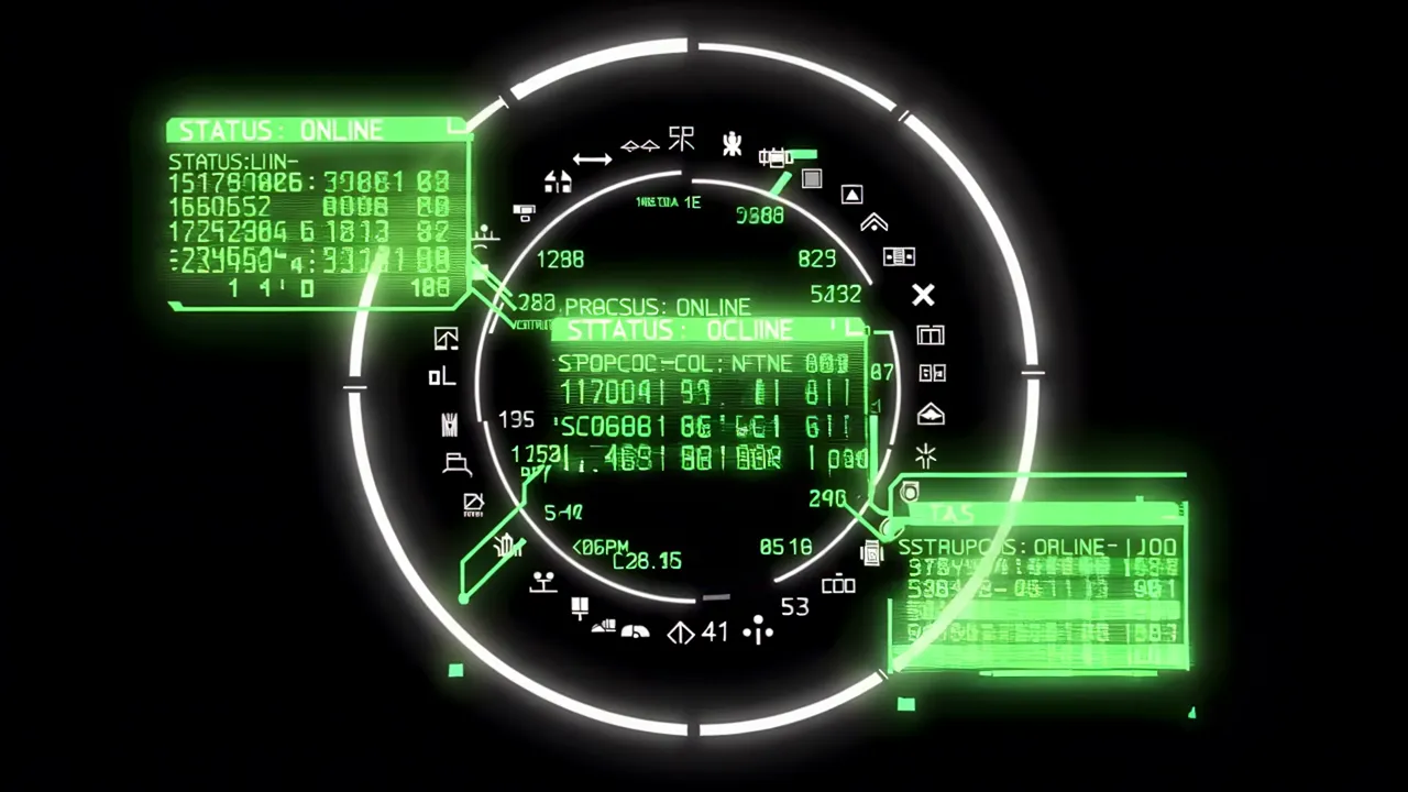 Futuristic Circular HUD Ring with Data Readout Display