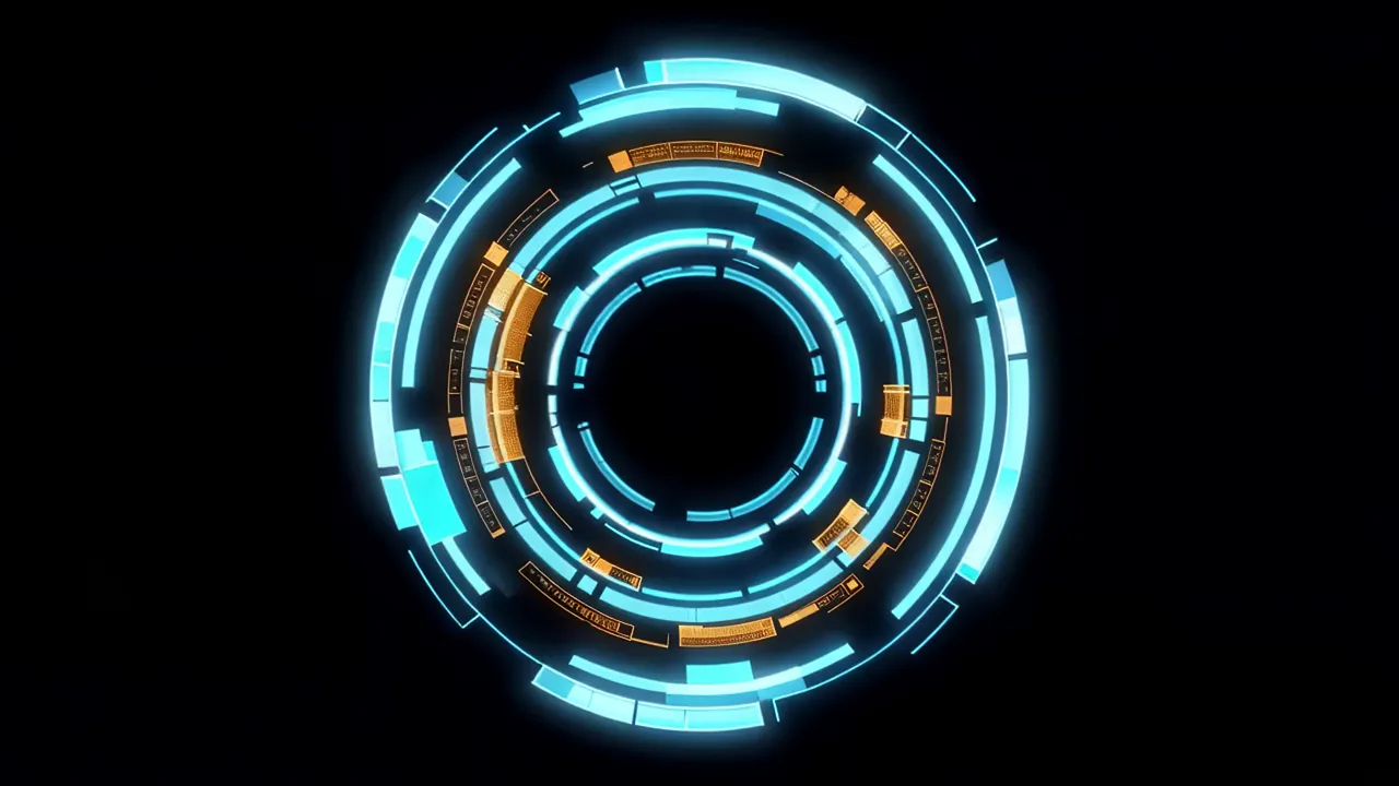 Futuristic Circular HUD Ring with Rotating Arc Segments
