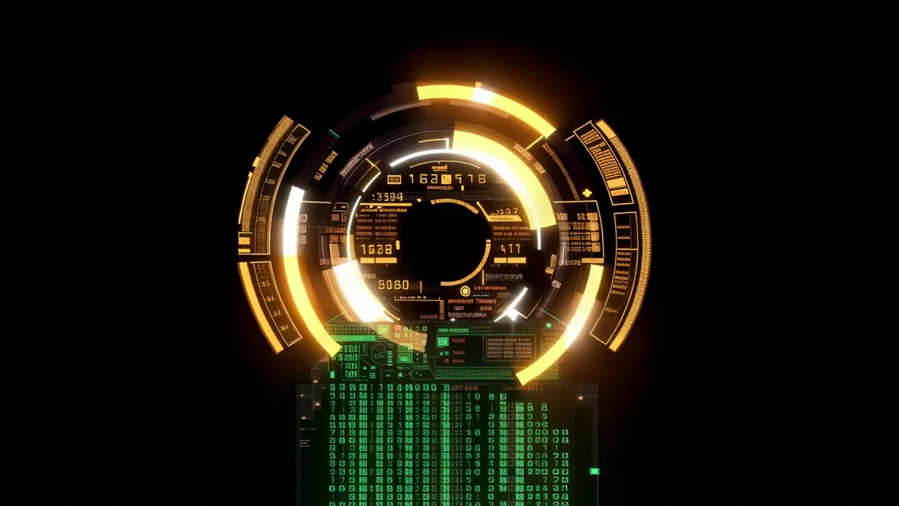 Futuristic Circular HUD with Data Displays and Arc Segments