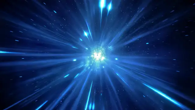 Futuristic Electric Blue Warp Tunnel with Radiant Light