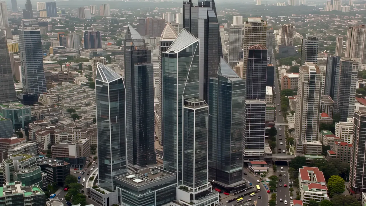 Futuristic Glass Towers Over Singapore CBD