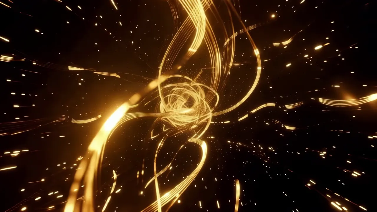 Futuristic Gold Light Trails Abstract Background