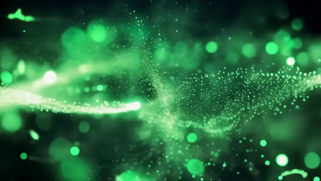 Futuristic Green Floating Shimmering Lights