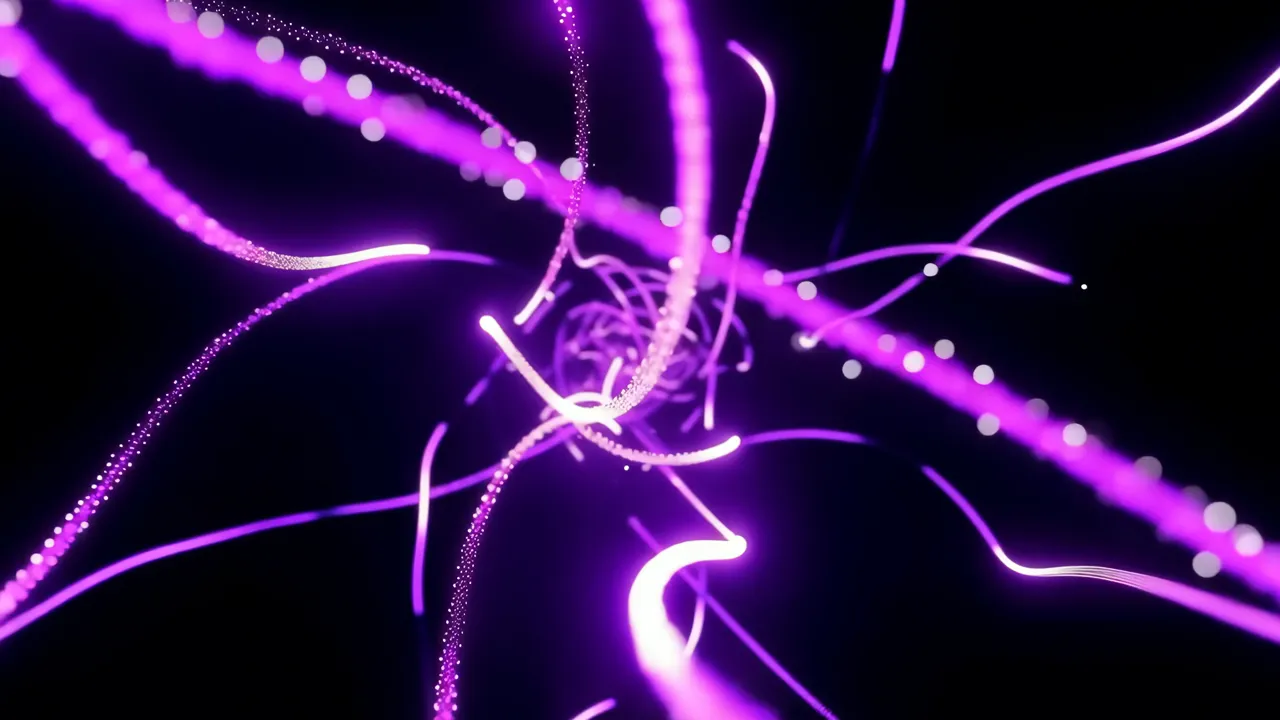 Futuristic Purple Light Trails in Dark Background