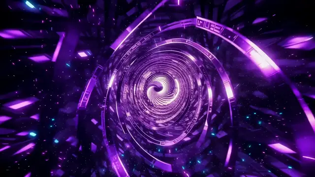 Futuristic Purple Sci-Fi Spiral Tunnel with Particles