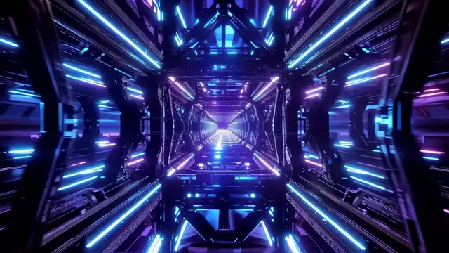 Futuristic Sci-Fi Tunnel with Neon Lights