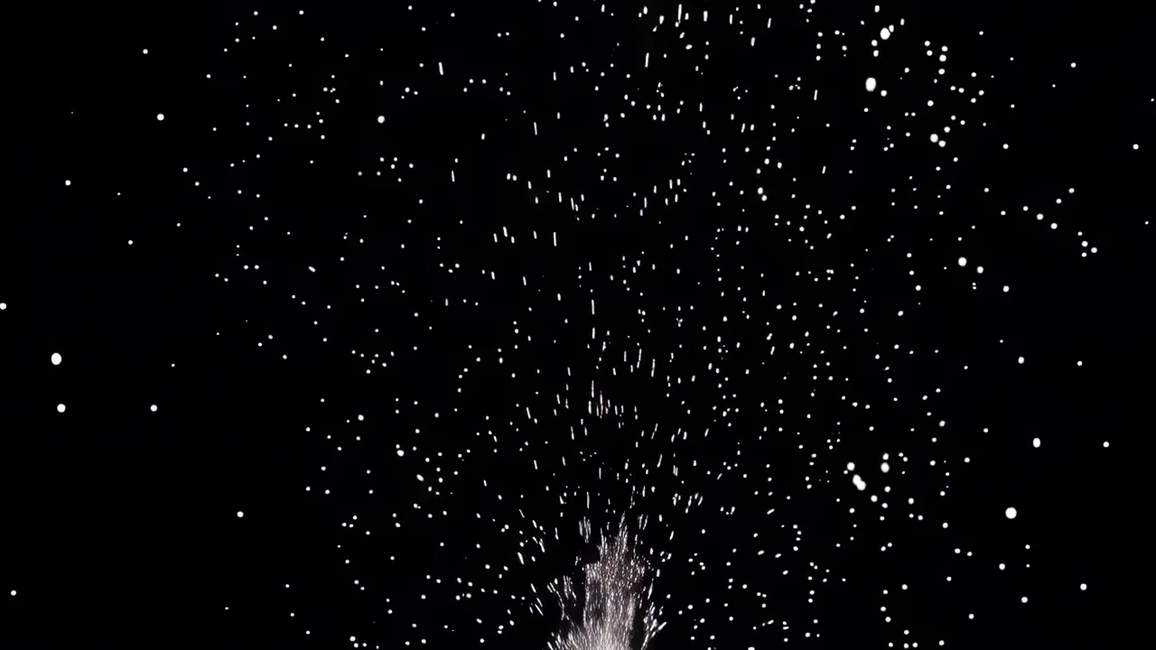 Gentle Stream of White Sparks in Dark Background