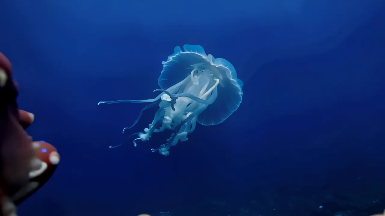 Giant Pacific Octopus Gliding Through Dark Waters
