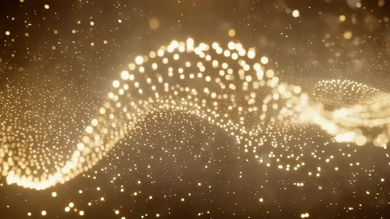 Glittering Gold Wave Particles Background