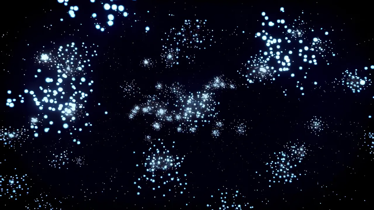 Glowing Blue Data Clusters in Dark Space