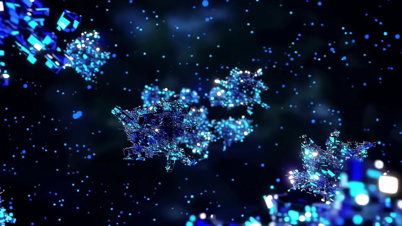 Glowing Blue Data Clusters in Dark Space