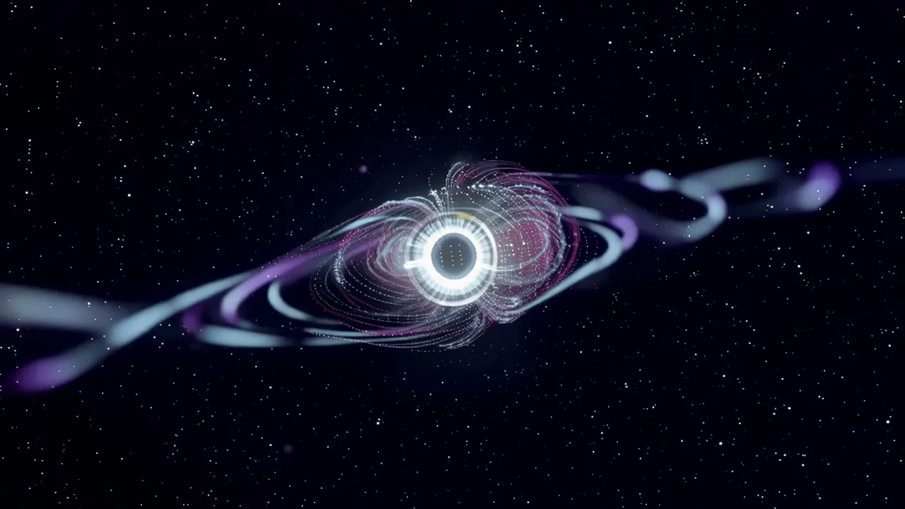 Glowing Blue Eye with Data Streams and Swirling Ribbons