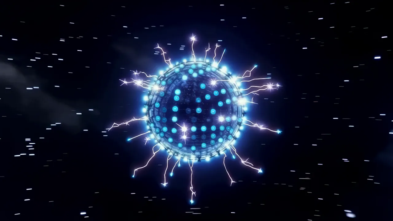 Glowing Blue Sphere with Electric Arc Network Visualization